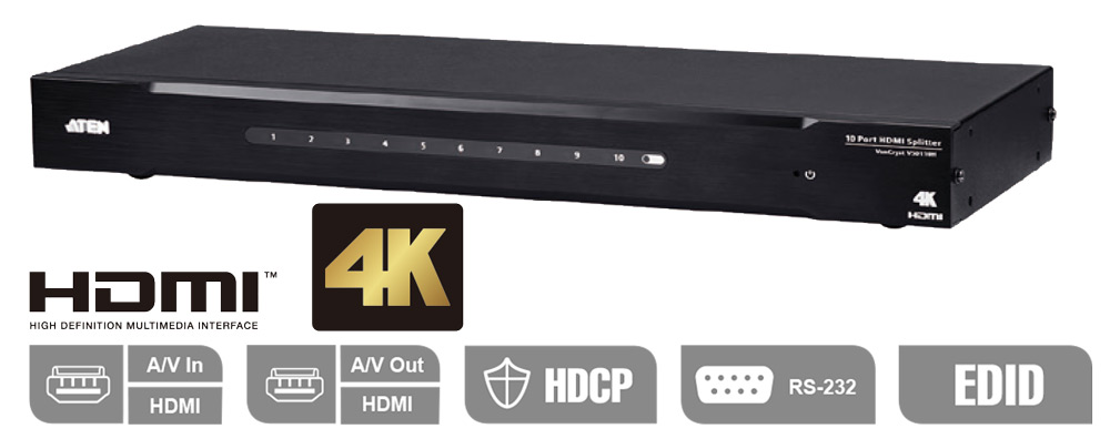 ATEN VS0110HA 10-port 4K HDMI Splitter - Everbest Technologies Ltd.