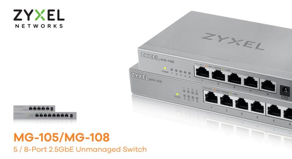 zyxel 8-port 2.5g multi-gigabit unmanaged switch for home entertainment or  soho network [mg-108] 